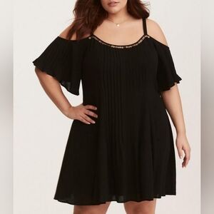 Torrid Mini Gauze Cold Shoulder Trapeze Dress